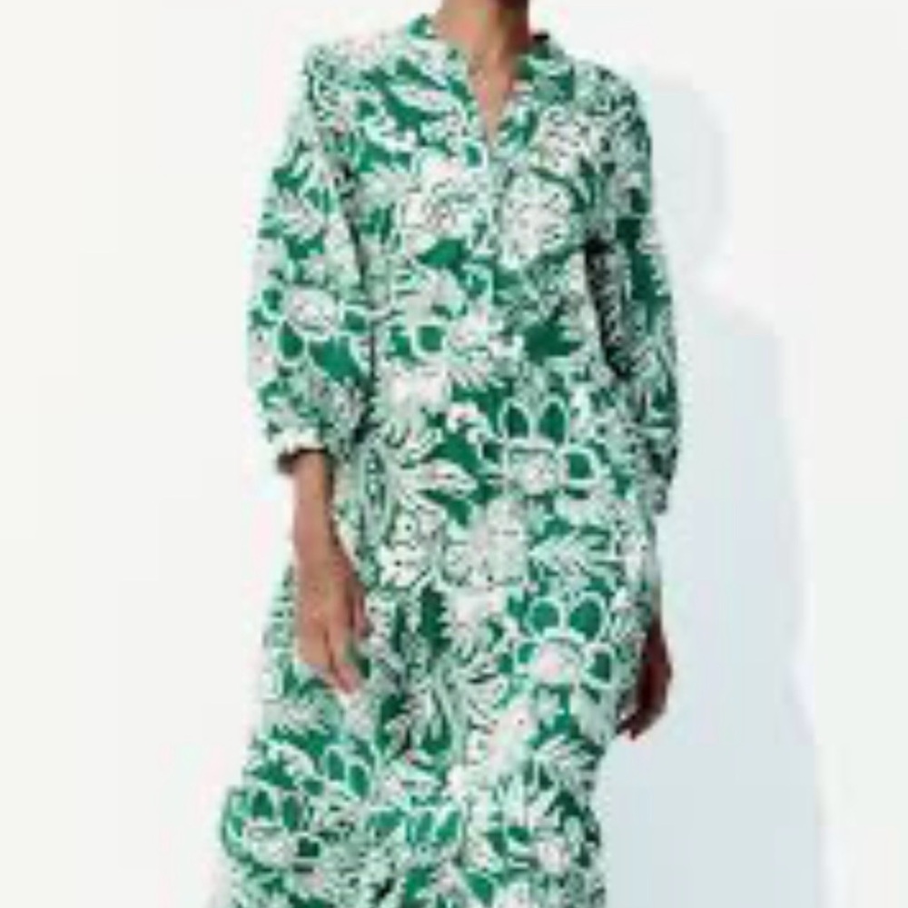 NWT H&M Tiered Midi Dress Green Sz XS
